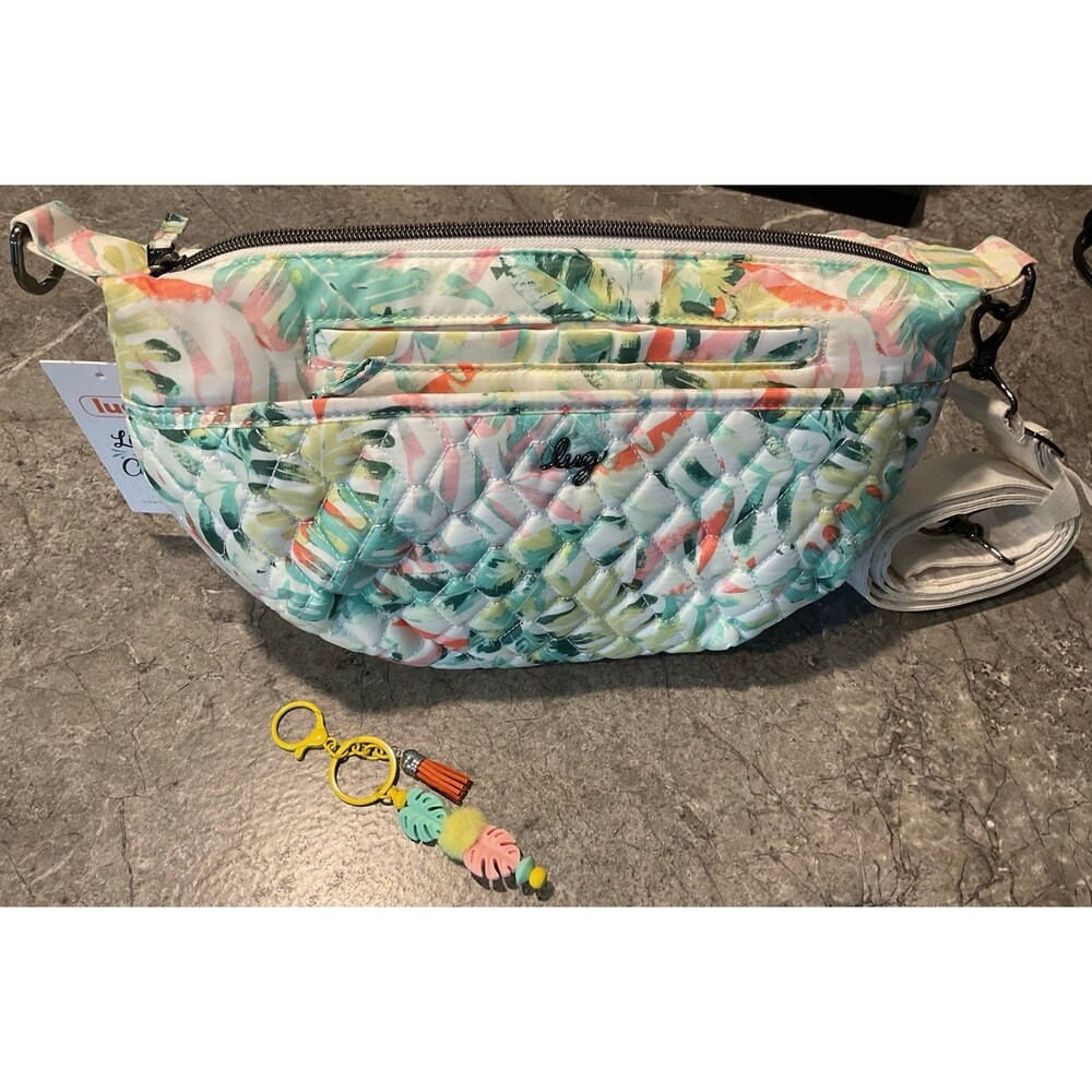 NWT Lug Bolero Crossbody Bag Candy Tropics w/white strap & Handmade Bag Charm